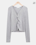 Duhi Twisted Button Long Sleeve Cardigan