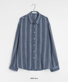 [unisex] Pweep Vintage Stripe Over Linen Shirt