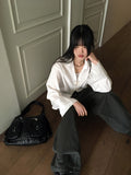 Tornet Western Eyelet String Slit Cotton Long Sleeve Shirt