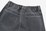 Half-bending semi-wide denim pants