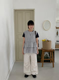 Juki check frill layered blouse