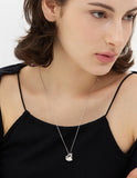 Pebble Heart Silver T-Bar Necklace S