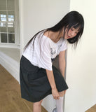 Rune Boatneck One Off-Shoulder Printed Short Sleeve T-Shirt