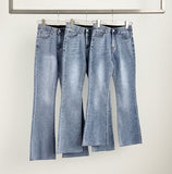 Summer cooling inner banding semi bootcut span denim pants