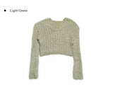 Otsu Angora Ribbed Cropped V-Neck Knit