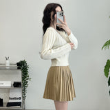 Pleated Wool Mini Skirt