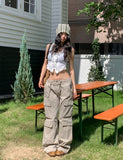 Deep multi 4 pocket wide cargo pants