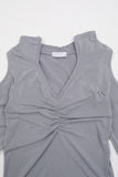 Teen open shoulder shirring hood top