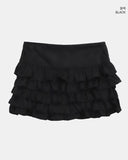 Muen Frill Suede Tiered Mini Skirt