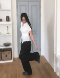 Kasen pleated shirring short sleeve shirt
