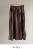 Jace Leather Pleated Banding Long Skirt