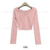 Basic Heat V-neck Long-sleeved T-shirt