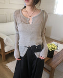 Sseueo sleeveless bustier knit cardigan set