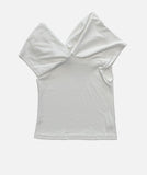 Wrinkle Cross Up Off Shoulder T