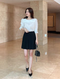 Meju Heart-Neck Three Quarter Sleeve Blouse
