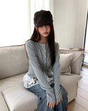 Mien Round Button Long Sleeve Cardigan