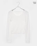 Fumo Snap Button Ribbed One-Off Shoulder Long Sleeve T-Shirt