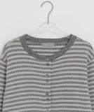 Minbako String Stripe Fleece Round Cardigan
