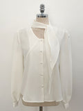 Evette Pearl Tie Puff Blouse