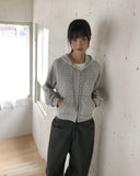Homer Dot Raglan Two-Way Zipper Long Sleeve Hood Zip-Up