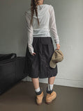 Multi-pocket D-ring Nylon Bermuda Pants