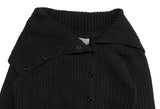 Vida button open neck ribbed knit