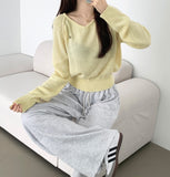 Colorful Pendant Point V-Neck Long Sleeve Knit