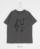 Vile Musical Note Printing Boxy Short Sleeve Tee