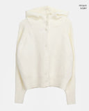 Sihan High Neck Angora Hooded Knit Cardigan