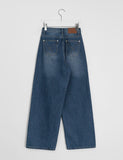 Pony stud washed wide denim pants