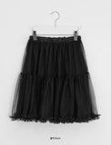 Lornin Tiered Tulle Banding Midi Skirt