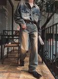 Desert washed wide denim