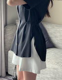 Karey Linen Strap Short Sleeve Blouse Jacket