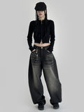 Embroidered Patch Wide Denim