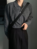 Cash Like Collar Button Cardigan Knit