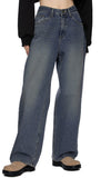 Double washing wide jeans