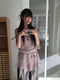 [Flower Choker SET] Bohemian Unbalanced Layered Knit One Piece