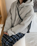 Milty banding hairy brushed check long skirt