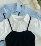Sign Bustier Layered Three Quarter Shirring Shirt