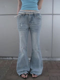 Naon Lace Washing Bootcut Denim Pants