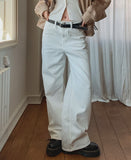 [U-BASIC] S/S White Cotton Wide Pants