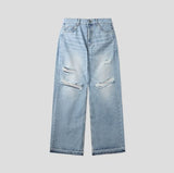 Piece Damaged Wide Denim Pants