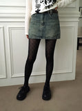 [belt set] Jerick vintage washing denim mini skirt