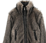 Casey High Neck Leather Fur Jumper