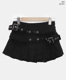 Elle Double Belt Pleated Mini Skirt