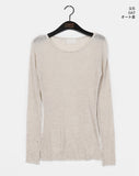 Juren Side Slit Linen Long Sleeve Knitwear