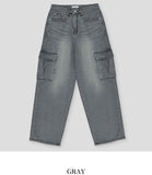 Dust washing cargo denim pants