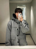 Hooded half duffle coat