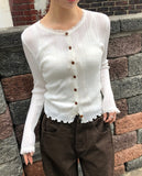 Dabu Lace Button Ribbed Cardigan