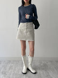 Fringe Denim Mini Skirt